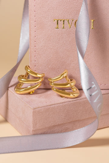 Brinco Ear Cuff Ondas ouro 18k